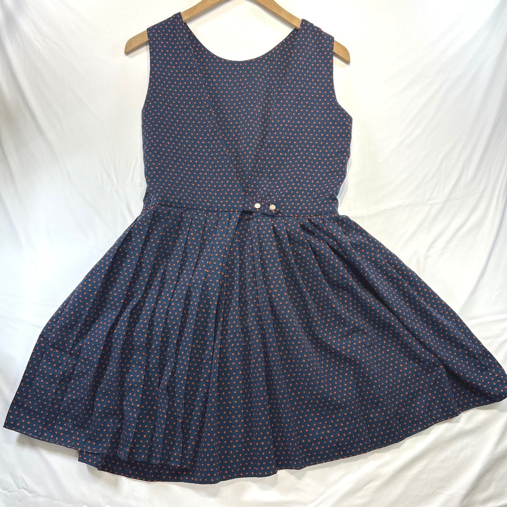 Retro Whimsigoth BABA Twee Polka Dot Fit Flare‎ Dress S Dark Academia Schoolgirl